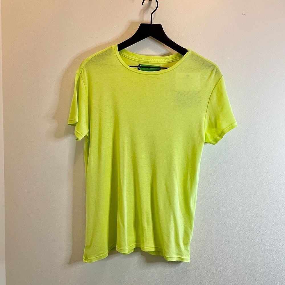 Sandrine Rose Neon Yellow T-Shirt Cashmere Blend Relaxed Fit S/M NWT